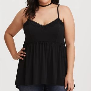 Black lace baby doll top